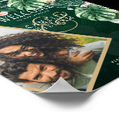 LeahG Tropical Green Pink Botanical Wedding Poster (Ecke)