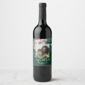 LeahG Tropical Green Pink Botanical Wedding Weinetikett (Vorderseite)