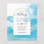 LeahG Turquoise Gold Aqua Blue Wedding INVITE (Vorderseite)
