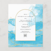 LeahG Turquoise Gold Aqua Blue Wedding INVITE (Rückseite)