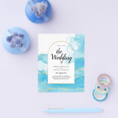 LeahG Turquoise Gold Aqua Blue Wedding INVITE Flyer (Einzeln)