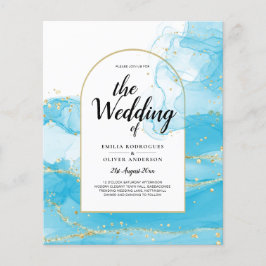 LeahG Turquoise Gold Aqua Blue Wedding INVITE Flyer