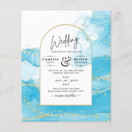 LeahG Turquoise Gold Aqua Blue Wedding INVITE Flyer