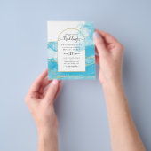 LeahG Turquoise Gold Aqua Blue Wedding INVITE Flyer (Gruppe)