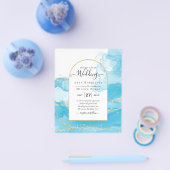 LeahG Turquoise Gold Aqua Blue Wedding INVITE Flyer (Einzeln)