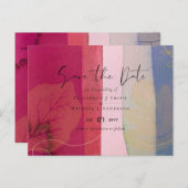 LeahG Watercolor Lila Blue Wedding Rett Dates Postkarte (Vorne/Hinten)