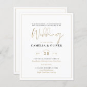 LeahG White Gold Classic Typografy Wedding Einladu (Vorne/Hinten)