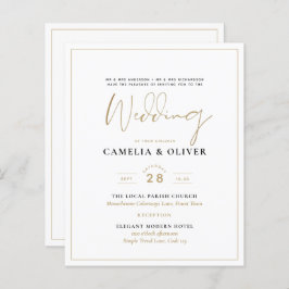 LeahG White Gold Classic Typografy Wedding Einladu