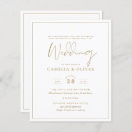 LeahG White Gold Classic Typografy Wedding Einladu