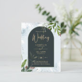 LeahG Winter Wedding Aqua Blue Green INVITE (Stehend Vorderseite)
