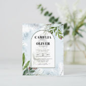 LeahG Winter Wedding Aqua Blue Green INVITE (Stehend Vorderseite)