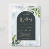LeahG Winter Wedding Aqua Blue Green INVITE Einladung (Vorderseite)