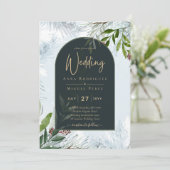 LeahG Winter Wedding Aqua Blue Green INVITE Einladung (Stehend Vorderseite)