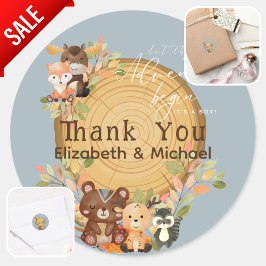 LeahG's Custom Cutesy Woodland Animals Baby Shower Runder Aufkleber