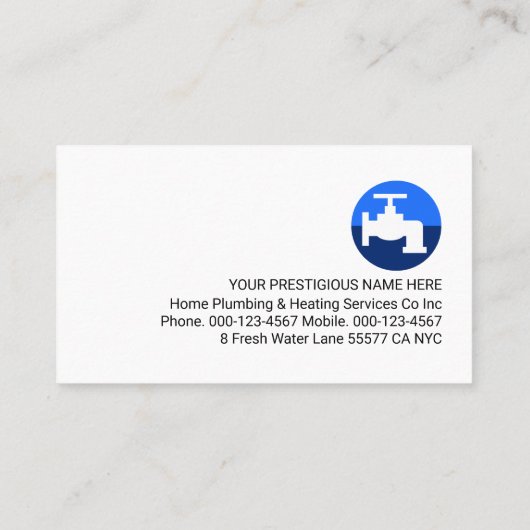 Leaking Blue Faucet Under Home Visitenkarte (Rückseite)