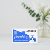 Leaking Faucet Blue Home Building Plumbing Visitenkarte (Stehend Vorderseite)