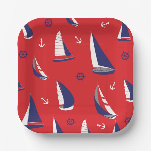 Lean Sailboat Pattern Pappteller (Vorderseite)