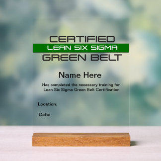 "Lean SS Green Belt Award" (individuell einstellba Acrylschild
