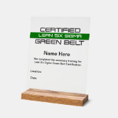 "Lean SS Green Belt Award" (individuell einstellba Acrylschild (Winkel)
