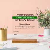 "Lean SS Green Belt Award" (individuell einstellba Acrylschild (Hochzeit)