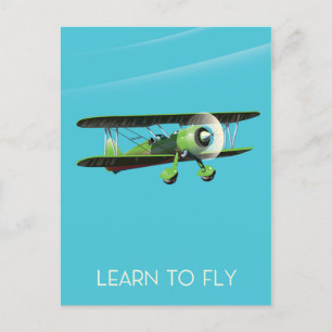 Lean to Fly Vintage Flugzeug Plakat Postkarte