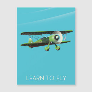 Lean To Fly Vintage-Flugzeugposter Magnetkarte