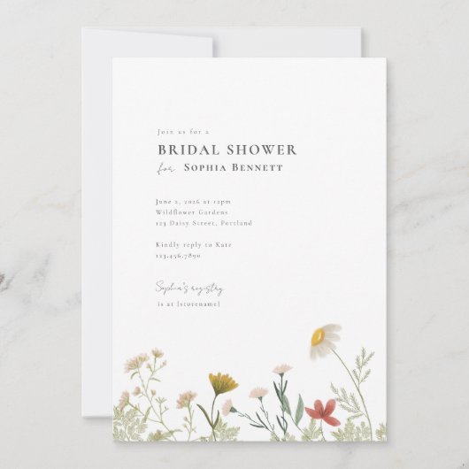 Leander Wildblume Brautparty Einladung (Vorderseite)