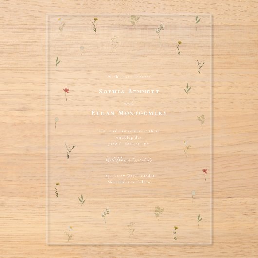 Leander Wildblume Wedding Acryleinladungen (Vorderseite)