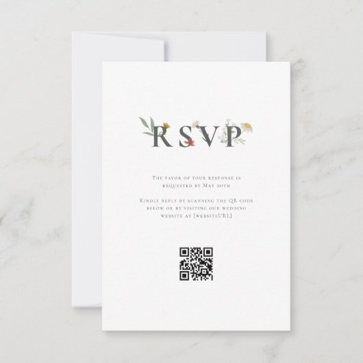 Leander Wildblume Wedding RSVP Karte (Vorderseite)