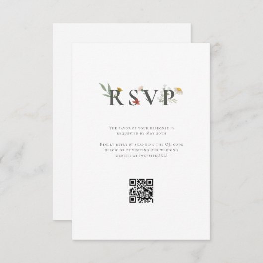 Leander Wildblume Wedding RSVP Karte (Vorne/Hinten)