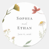 Leander Wildblume Wedding Runder Aufkleber (Vorderseite)