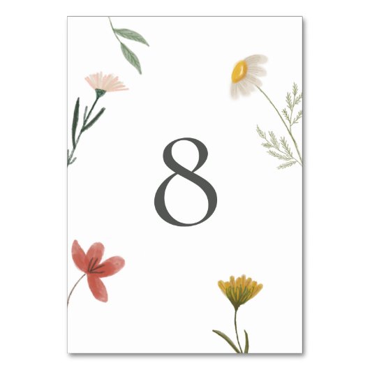 Leander Wildblume Wedding Tischnummer (Vorderseite)