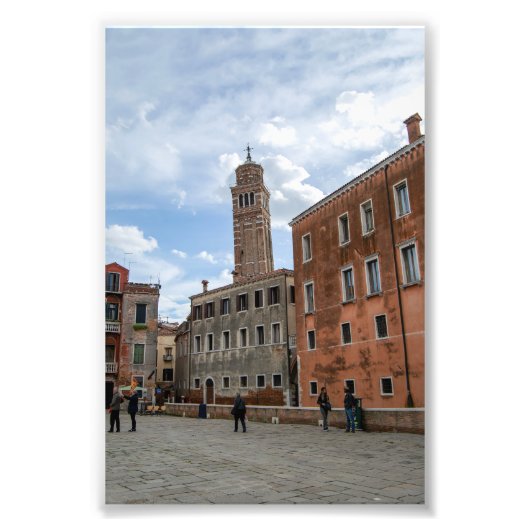 Leaning Bell Tower of Santo Stefano Venice Italy Fotodruck (Vorne)