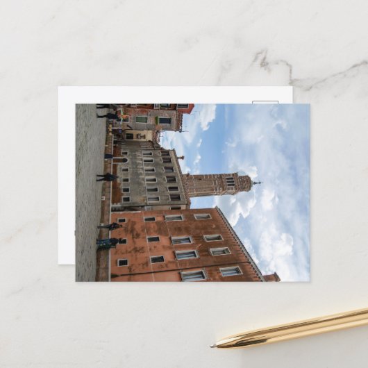 Leaning Bell Tower of Santo Stefano Venice Italy Postkarte (Vorderseite/Rückseite Beispiel)