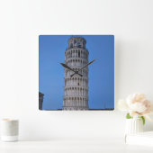 Leaning Tower at Dusk Quadratische Wanduhr (Zuhause)
