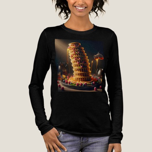 Leaning Tower of Yummy! Lady's T-Shirt Long Sleeve Tri-Blend Shirt (Vorderseite)