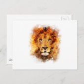 Leão Aquarela Postkarte (Vorne/Hinten)