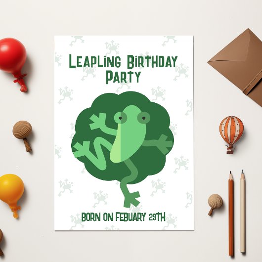 Leap Birthday 29. Febuary Leaper Moderner Frosch Einladung