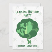Leap Birthday 29. Febuary Leaper Moderner Frosch Einladung (Vorderseite)