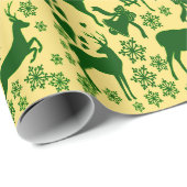 Leap Deer Gelb-Grün Packpapier (Rolleneckpunkt)