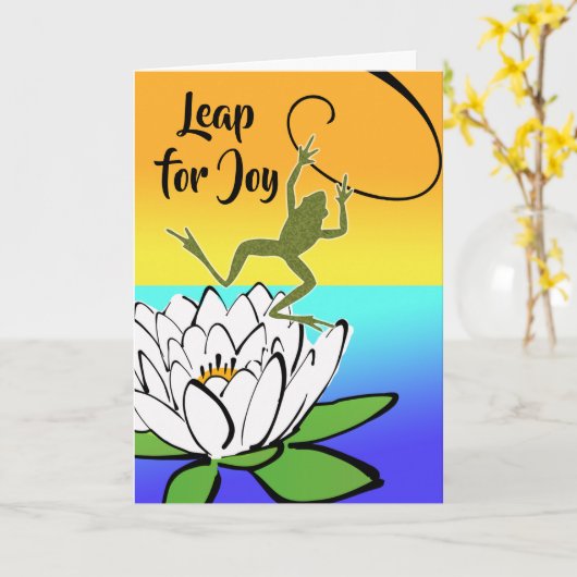 Leap for Jog with Frog and Water Lily Karte (Gelbe Blume)