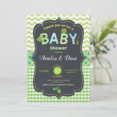 Leap Frog Baby Dusche Junge Geschlecht neutrale Fr Einladung (Stehend Vorderseite)