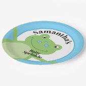 Leap Frog Green Froggy Baby Sprinkle Dusche Pappteller (Schrägansicht)