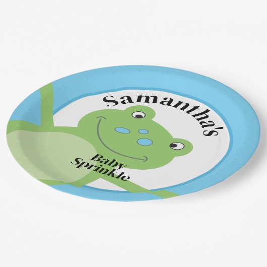 Leap Frog Green Froggy Baby Sprinkle Dusche Pappteller (Schrägansicht)