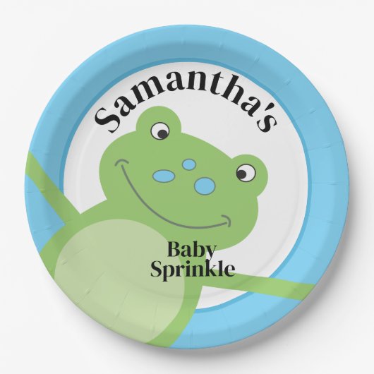 Leap Frog Green Froggy Baby Sprinkle Dusche Pappteller (Vorderseite)