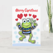 Leap frog herzen Weihnachtskarte Karte (Vorderseite)