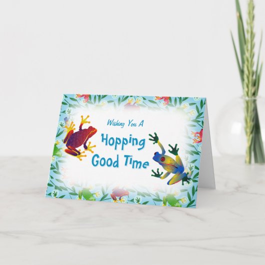 Leap Frog Jungle Kindergeburtstag Dankeskarte (Vorderseite)