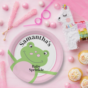 Leap Frog Pink Green Froggy Baby Sprinkle Dusche Pappteller