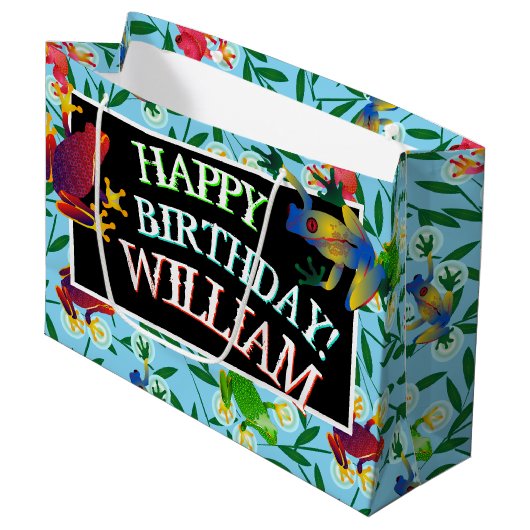 Leap Frosch Personalisiert Geburtstag Große Gesche Große Geschenktüte (Vorderseite Schrägansicht)