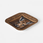"Leap of Nature: A Kangaroo Wood Print" Pappteller (Gewinkelt)